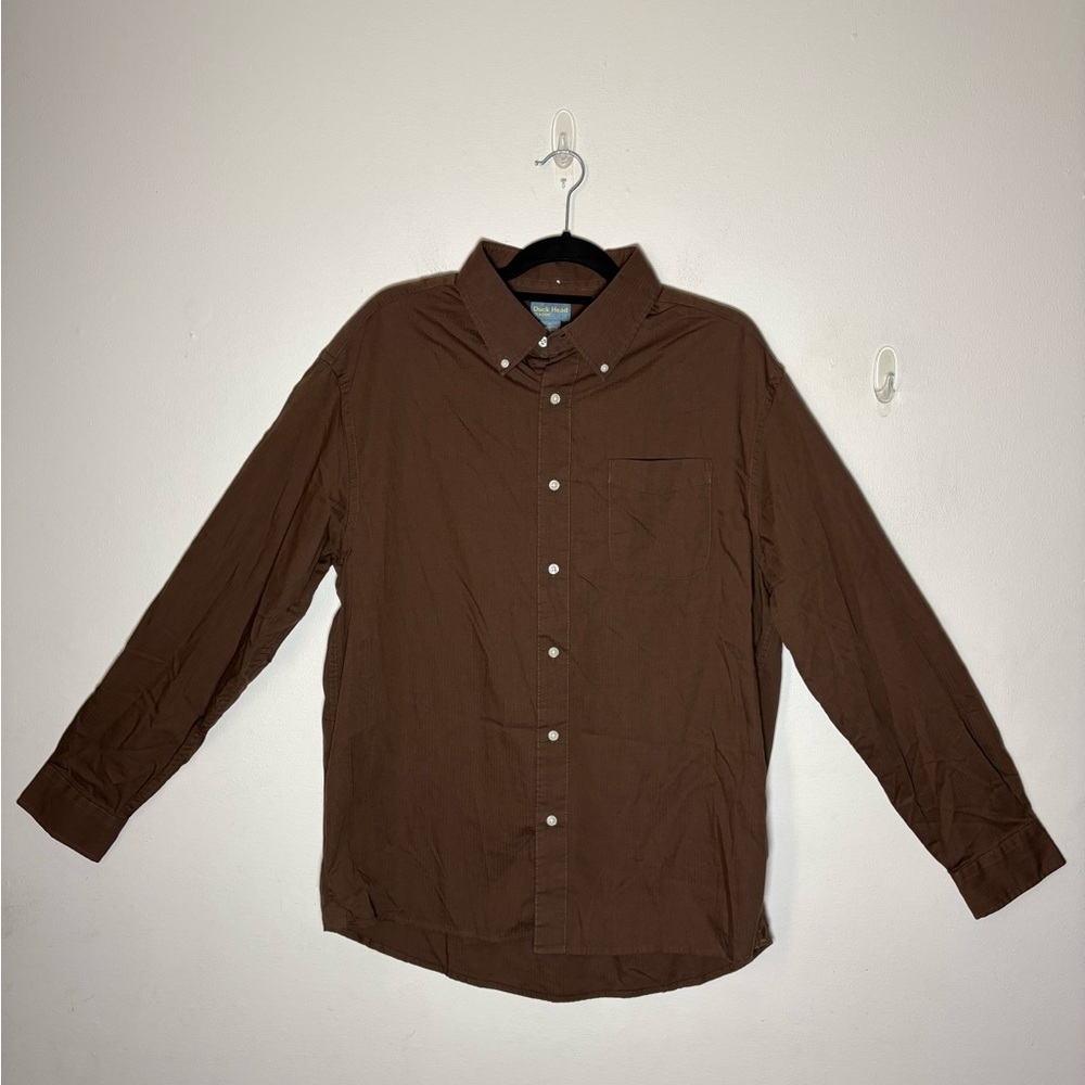 Duck Head Classic Men's Brown Button-Up Dress Shirt Long Sleeve Size XL
